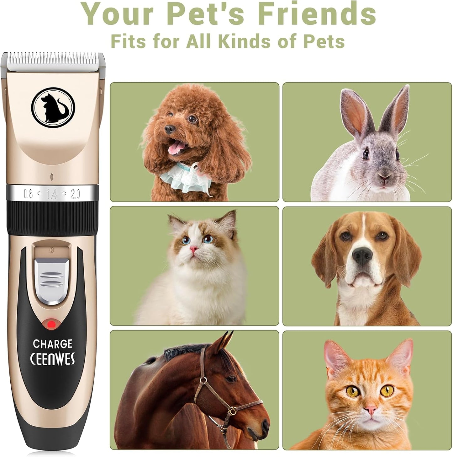 Cortapelos para perros Ceenwes, recargable, inalámbrico, (USADA).