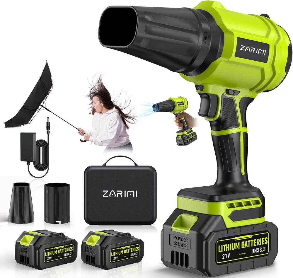 Soplador de Hojas Inalámbrico ZARIMI 980,000 RPM con 2 Baterías