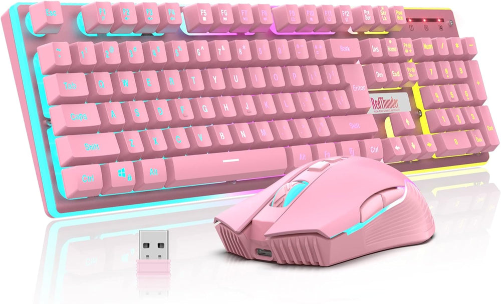 Combo de teclado, mouse inalámbricos p/juegos, Redthunder.