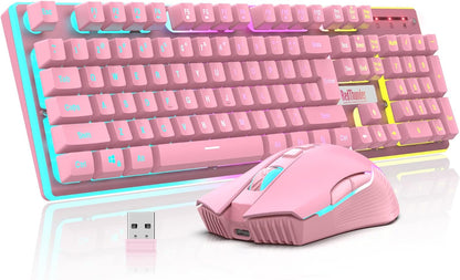 Combo de teclado, mouse inalámbricos p/juegos, Redthunder.