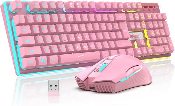 Combo de teclado, mouse inalámbricos p/juegos, Redthunder.