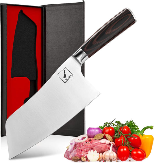 Cuchillo de carnicero imarku, mango de madera de Pakka.