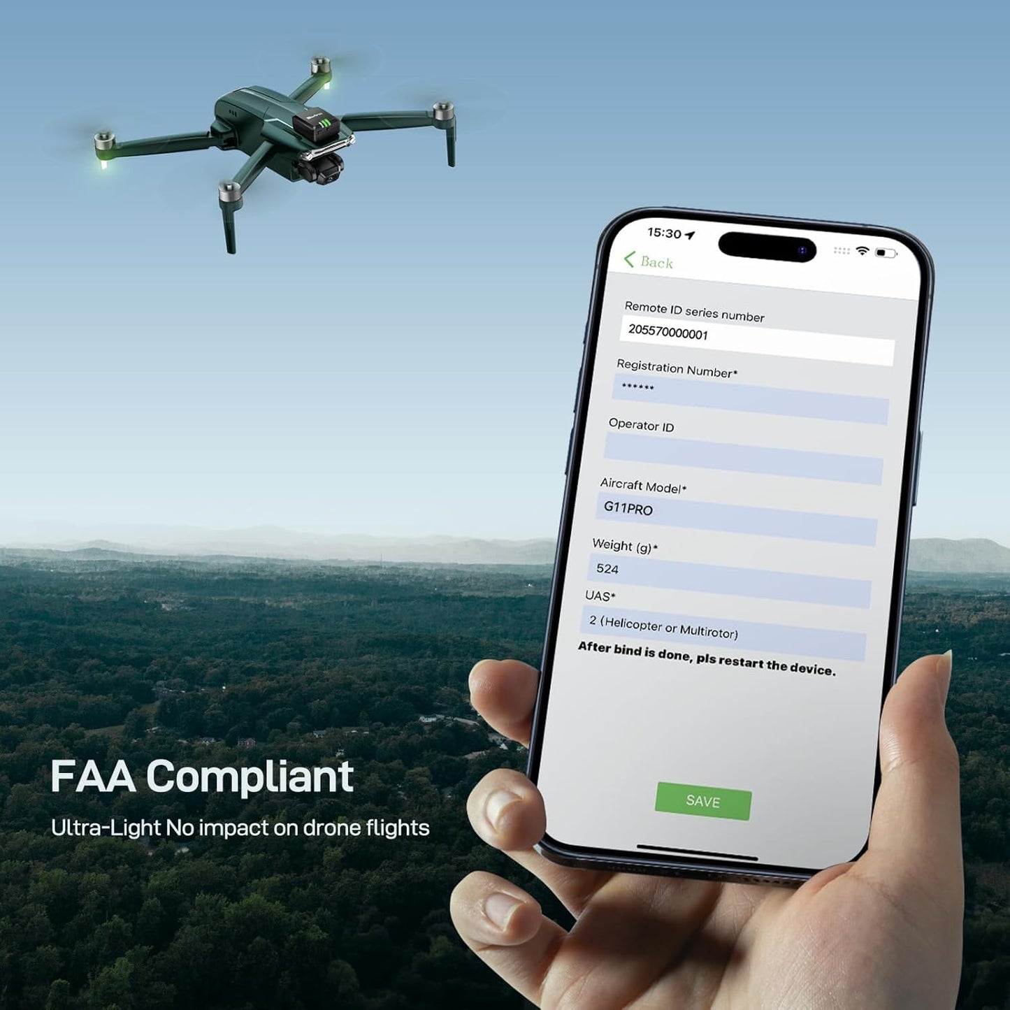 Módulo de identificación remota para drones G115, compatible con la FAA.