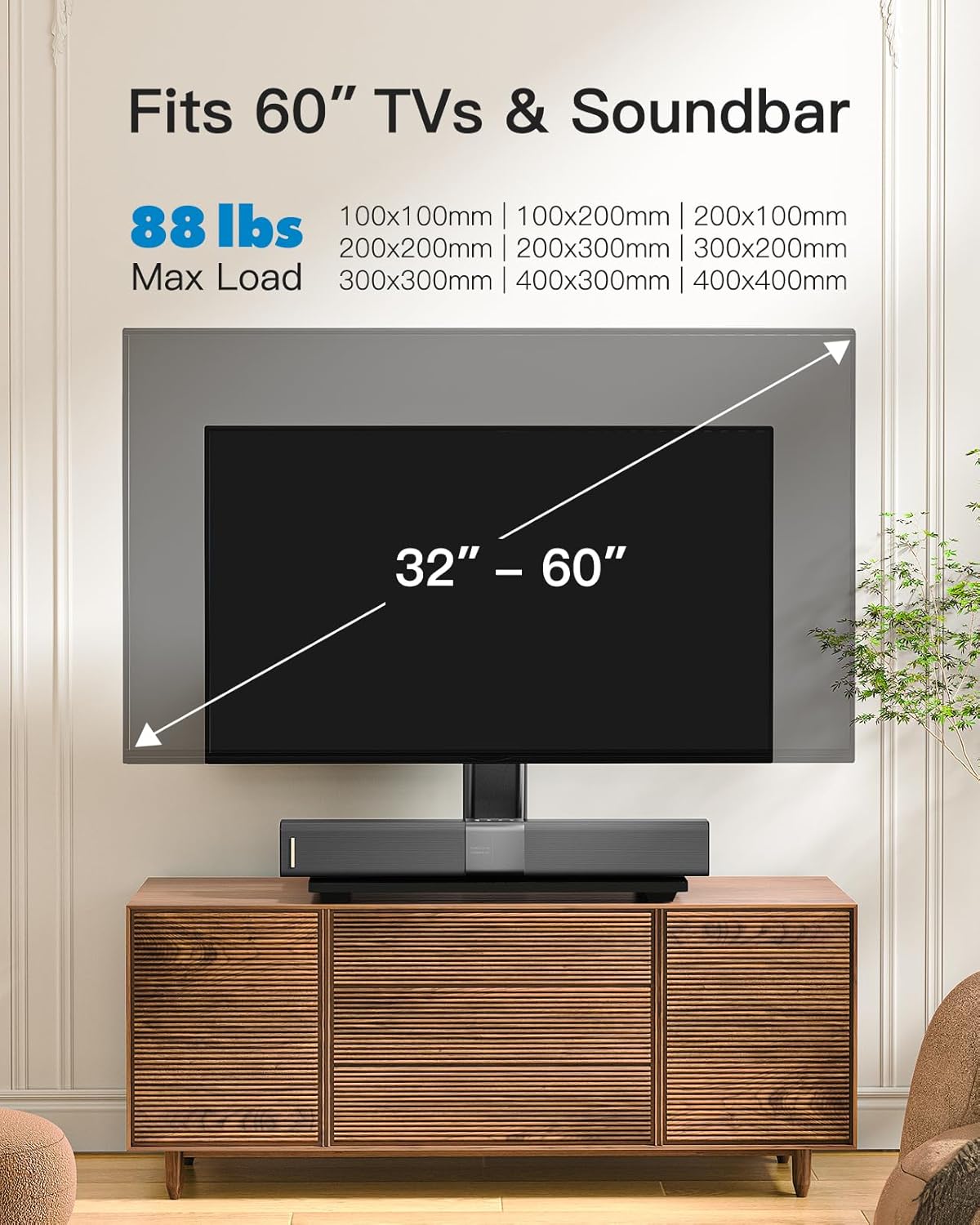 PERLESMITH Soporte Universal para TV – Soporte para TV de 32 a 55 Pulgadas