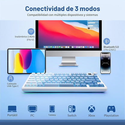 Rii RK805 Teclado Mecánico RGB TFT Bluetooth 2.4G