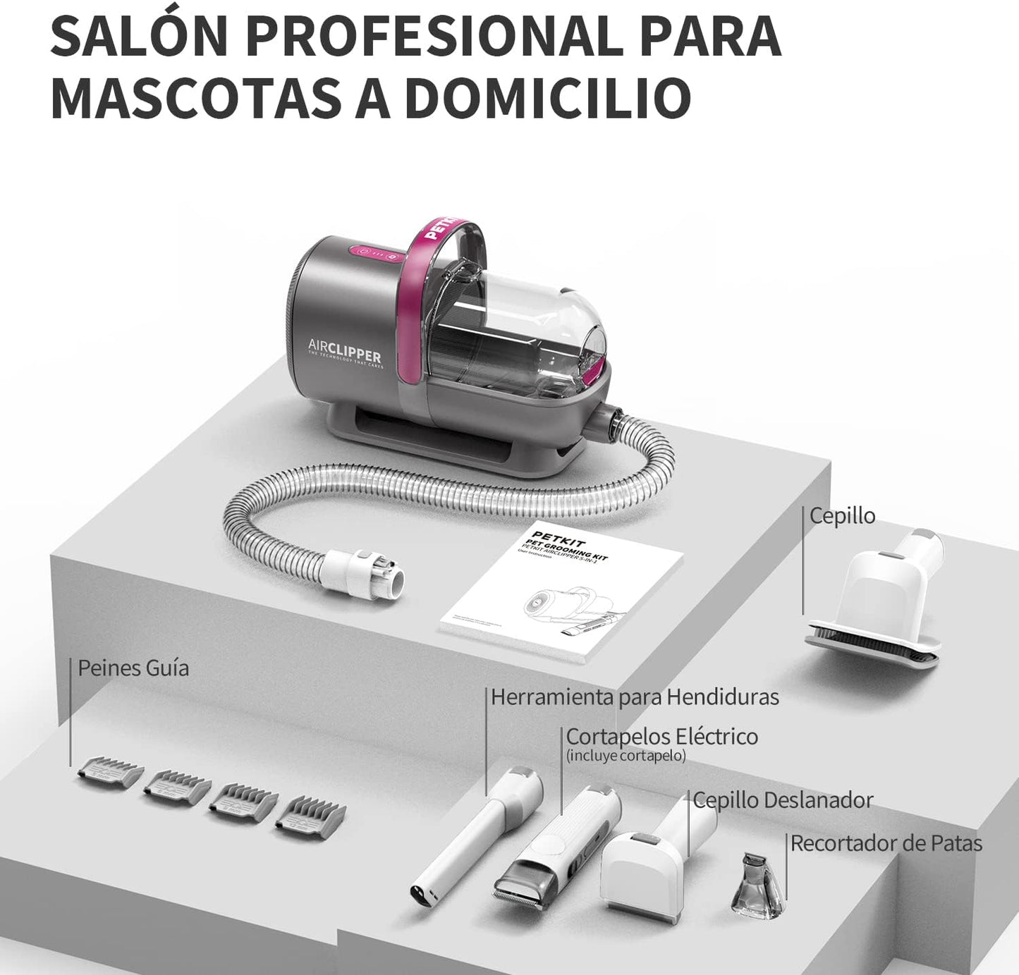 Cortapelos para mascotas con aspiradora, 5 en 1, PETKIT.