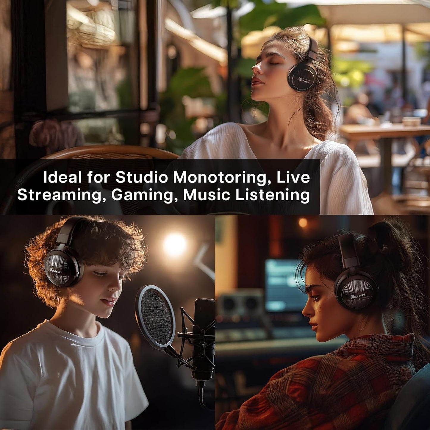 Linsoul Kiwi Ears - Auriculares elipse sobre la oreja, auriculares dinámicos.