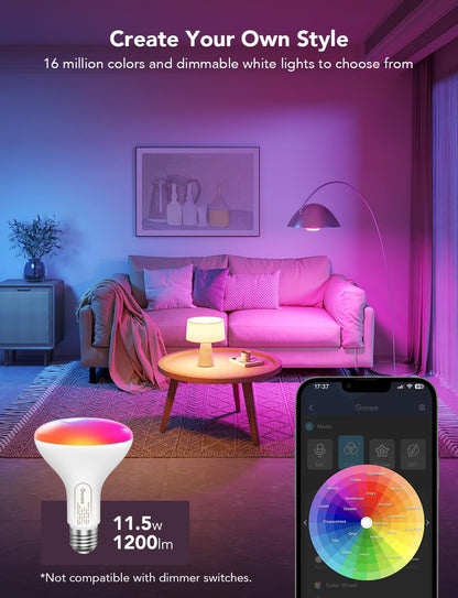 Bombillas inteligentes Govee H6010, regulables BR30, WiFi y Bluetooth
