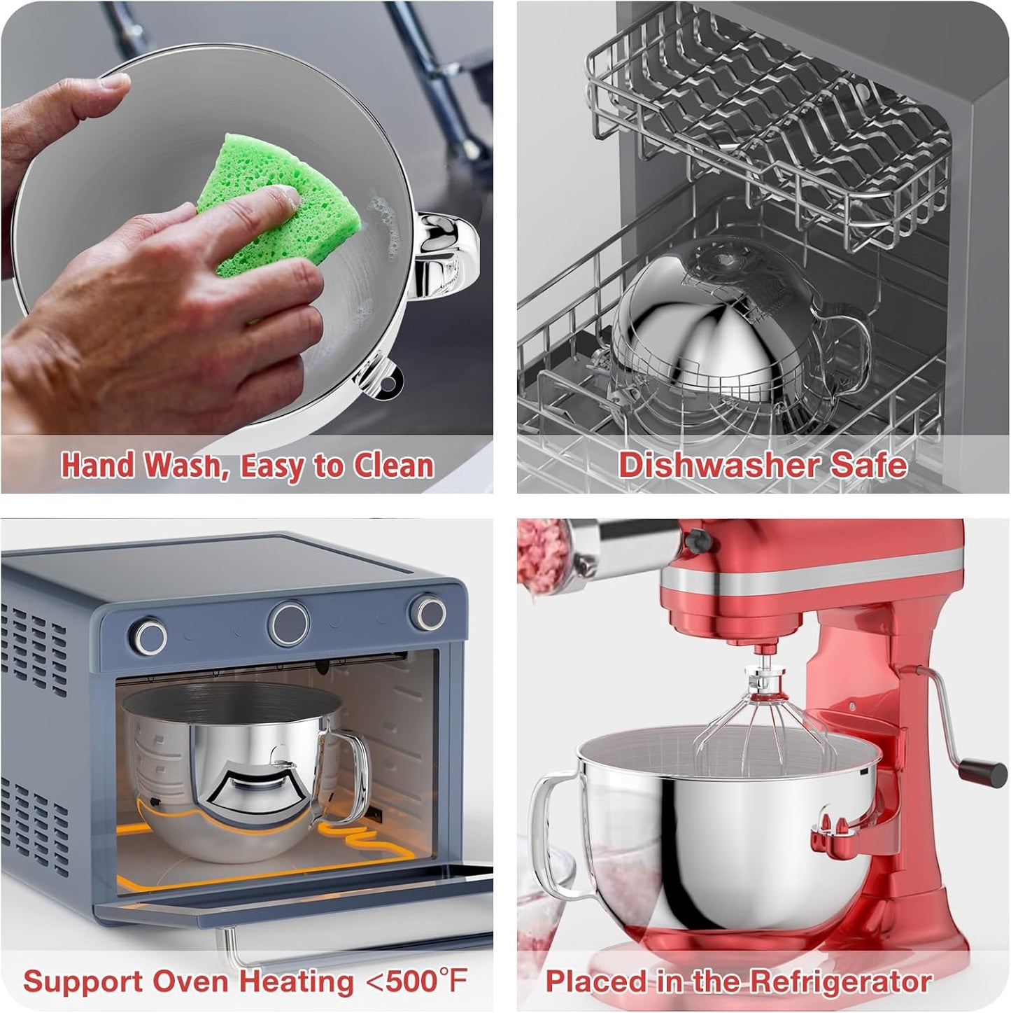 Cuenco mezclador de acero inoxidable de 7qt con tapas comp. kitchenaid de pie