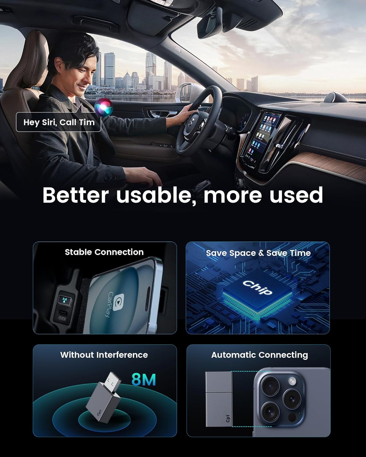 Adaptador inalámbrico CarPlay para Apple Plug and Play