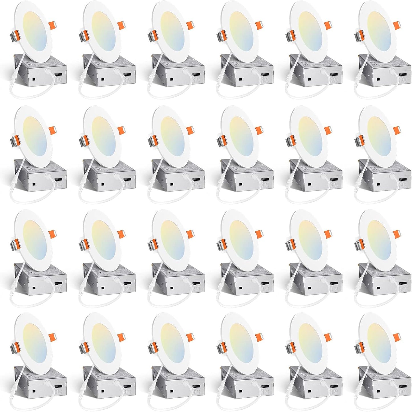 Amico, Paquete de 24 lámparas, empotrables, ultrafinas, 4".