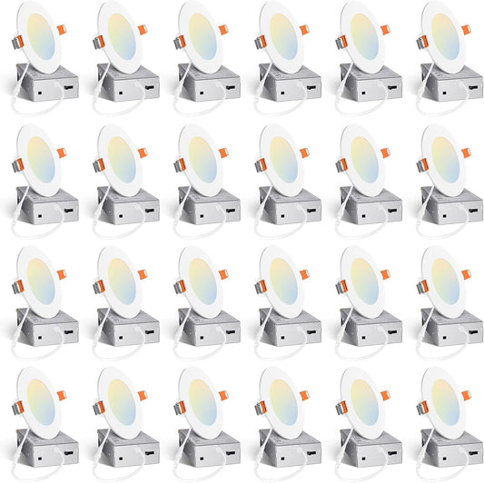 Amico, Paquete de 24 lámparas, empotrables, ultrafinas, 4".