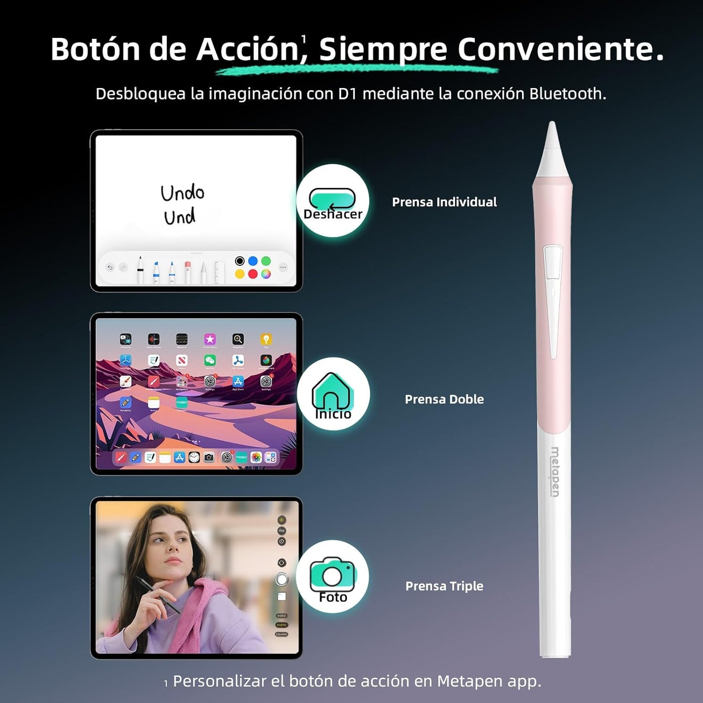 Metapen Pencil D1 para iPad 2018-2022 ergonómico