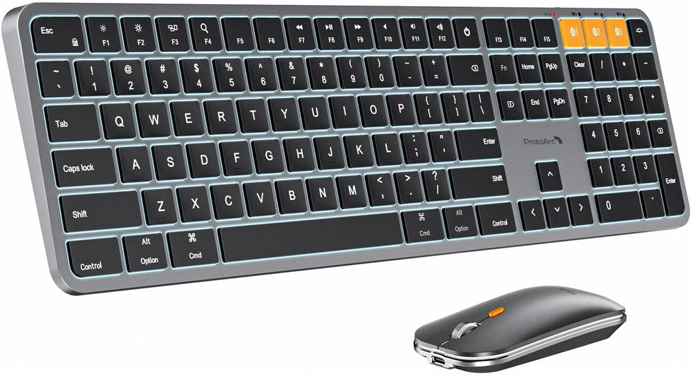 ProtoArc Teclado y mouse Bluetooth retroiluminado para Mac, KM100-A .