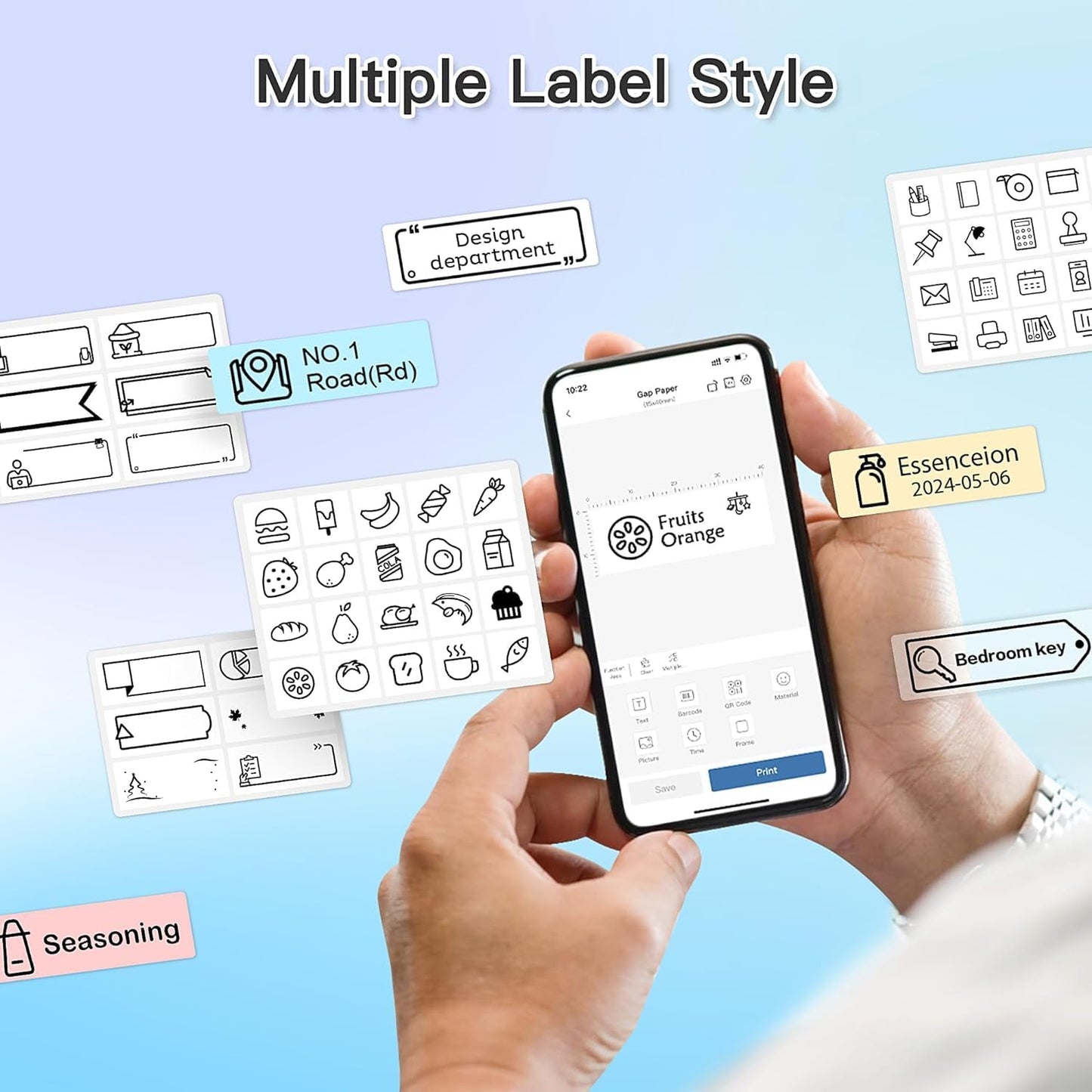 POLONO P31S Máquina para etiquetar con Cinta, Impresora térmica portátil.
