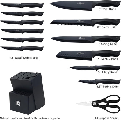 Juego de cuchillos Hunter.Dual de 15 pcs, con bloque de auto-afilado.