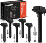 Kit de 6 bobinas de encendido (negras) y 6 bujías de iridio, A-Premium.