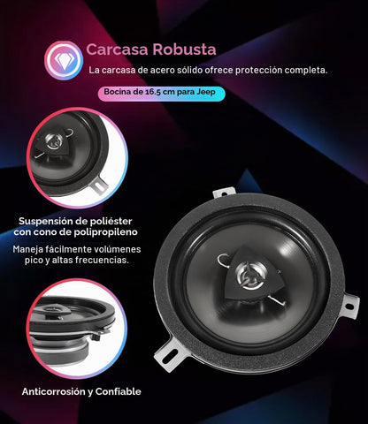 Altavoces de 6.5" para Jeep Wrangler 07-14, PT Cruiser 06-10, 4 Pack