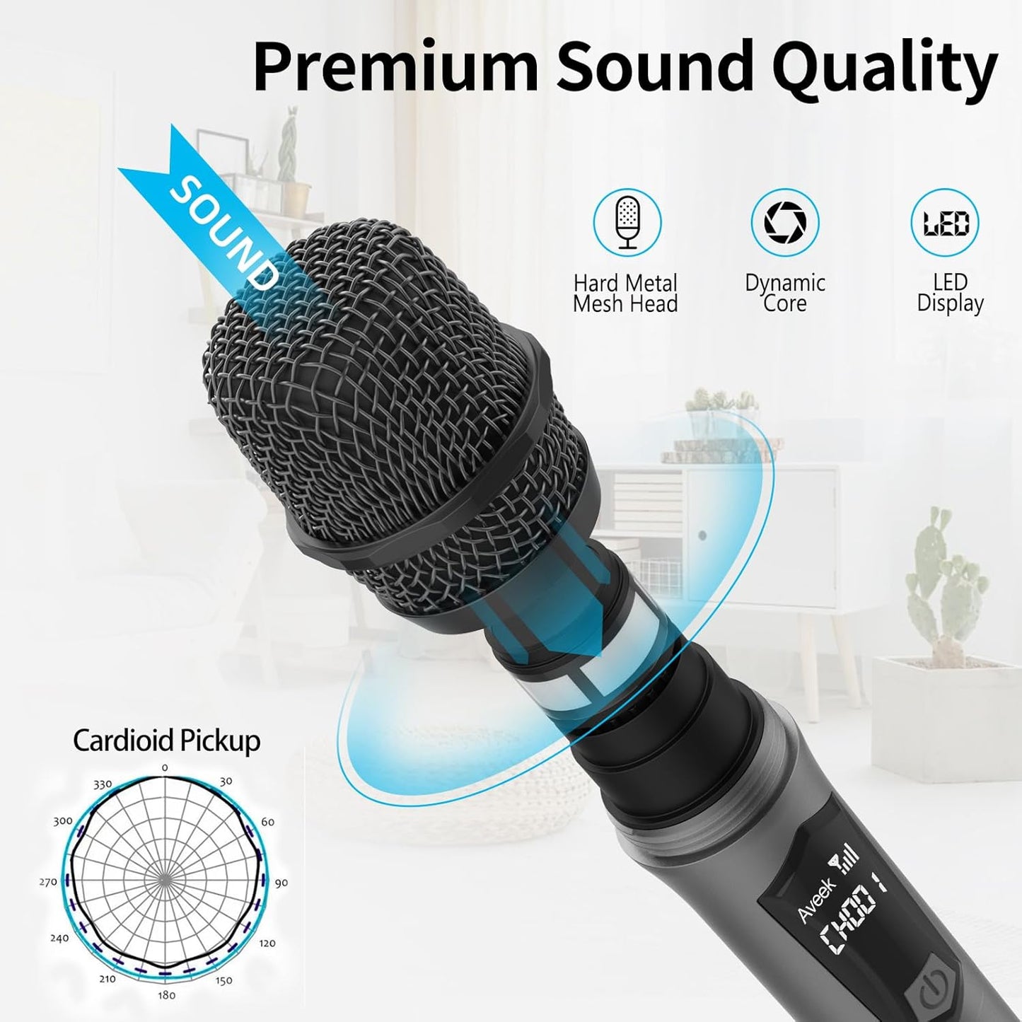 Aveek Micrófono de karaoke inalámbrico,micrófono para altavoces.