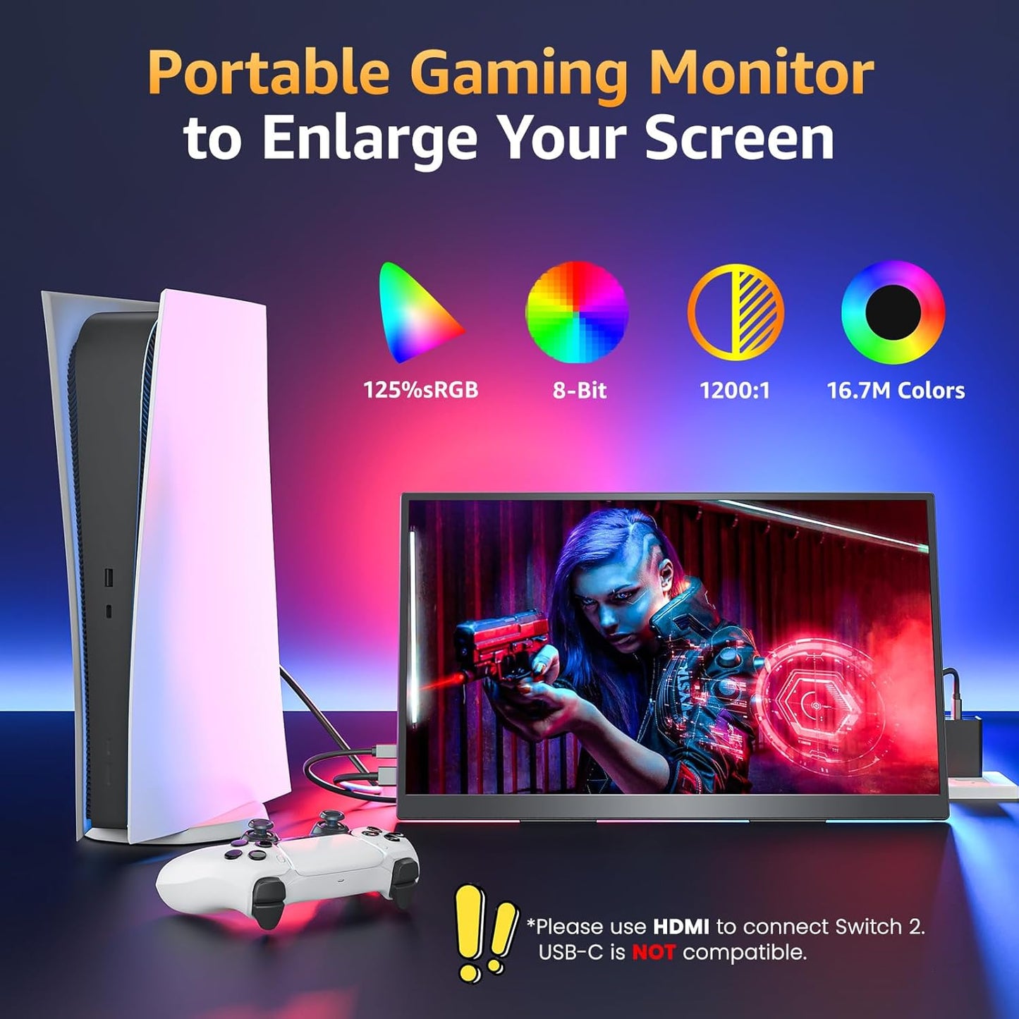 Monitor portátil Upperizon de 18,5", 1080P FHD, con soporte, VESA.