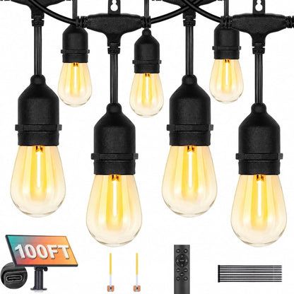 Cadena de luces solares ZJOJO con bombillas Edison para exterior