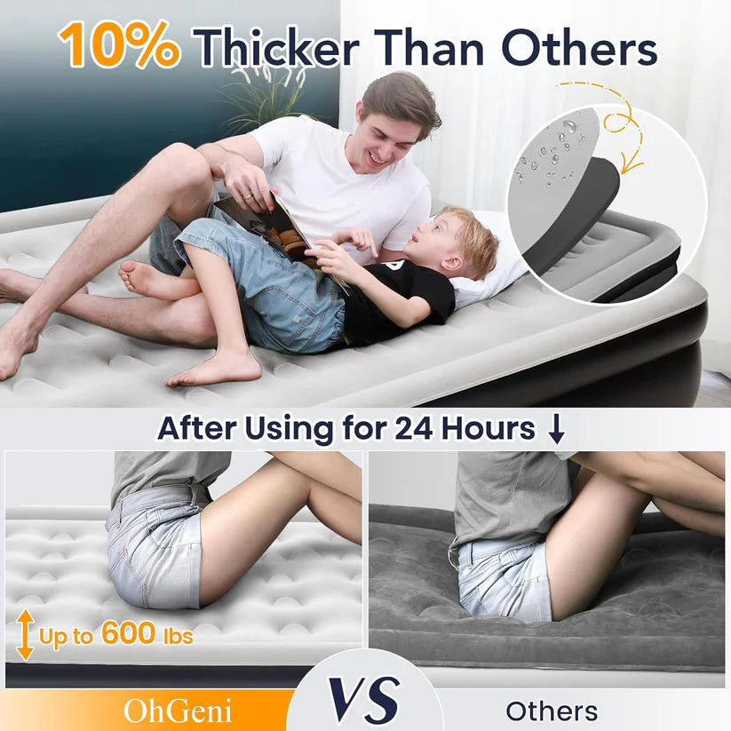 Colchón de aire Queen bomba incorporada 18"elevado (USADO)