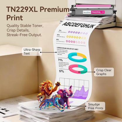 Cartuchos de tóner compatibles para Brother TN229X, 5 Pack