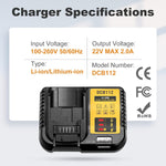 Kit de 2 baterías DCB120 de 3.0 A con cargador, compatible Dewalt.