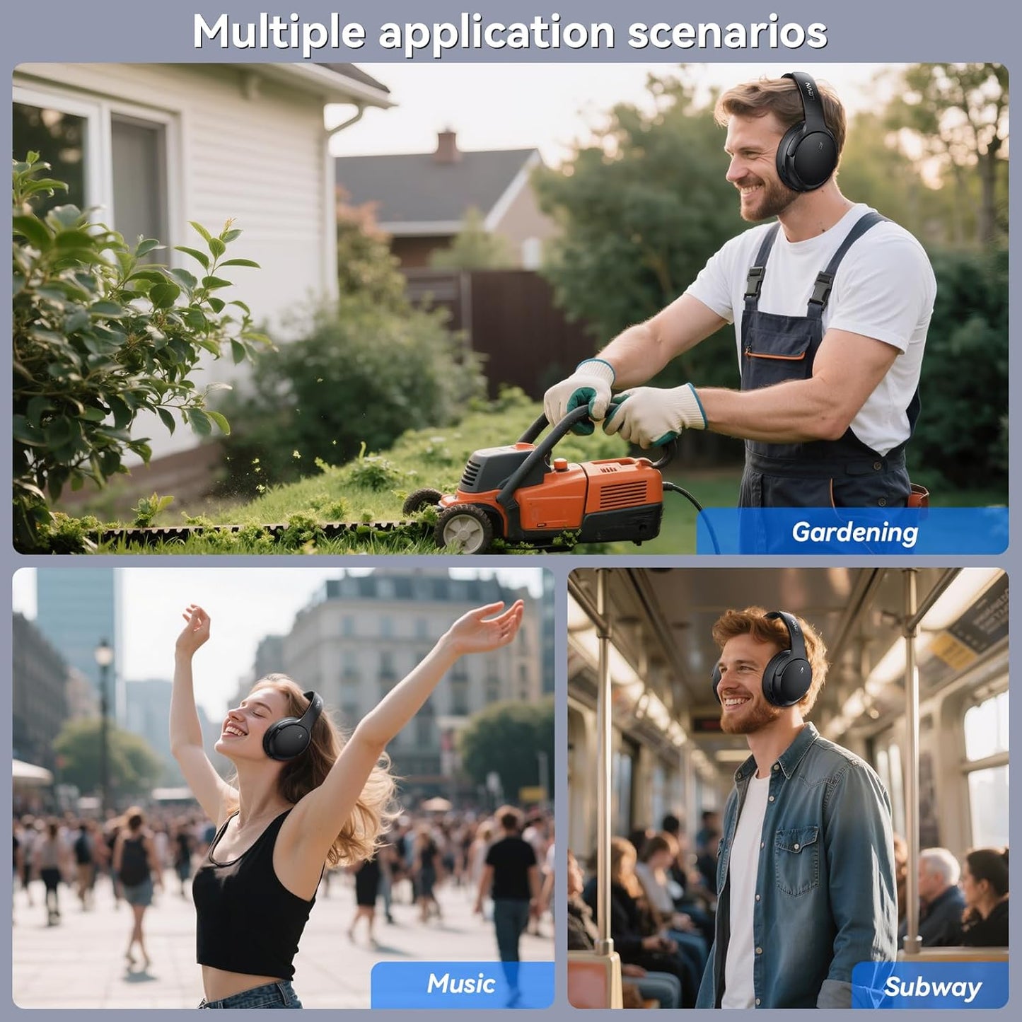 LEVN - Auriculares híbridos con cancelación de ruido, auriculares inalámbricos Bluetooth 5.4.