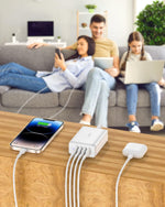 Estación de carga USB de 40 W, USB de 4 puertos con un puerto QC 3.0 SooPii