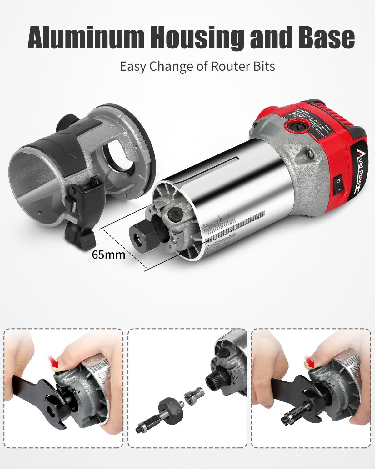 Herramientas de enrutador compacto de 6,5 amperios y 1,25 HP AVID POWER