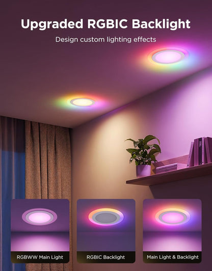 Luces empotrables Govee H601F de 6", LED Smart, RGBIC Alexa, 4pack.