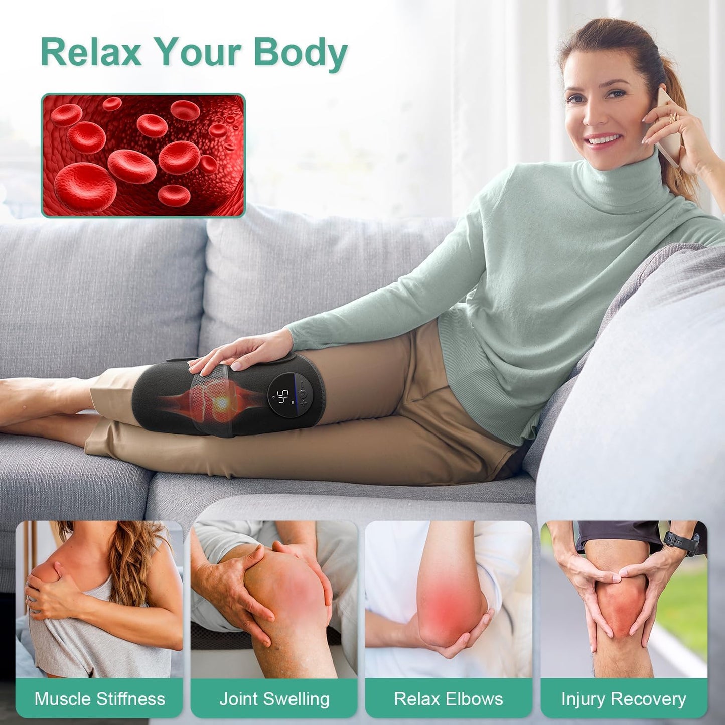 Medcursor Masajeador de rodilla calentado 3 en 1