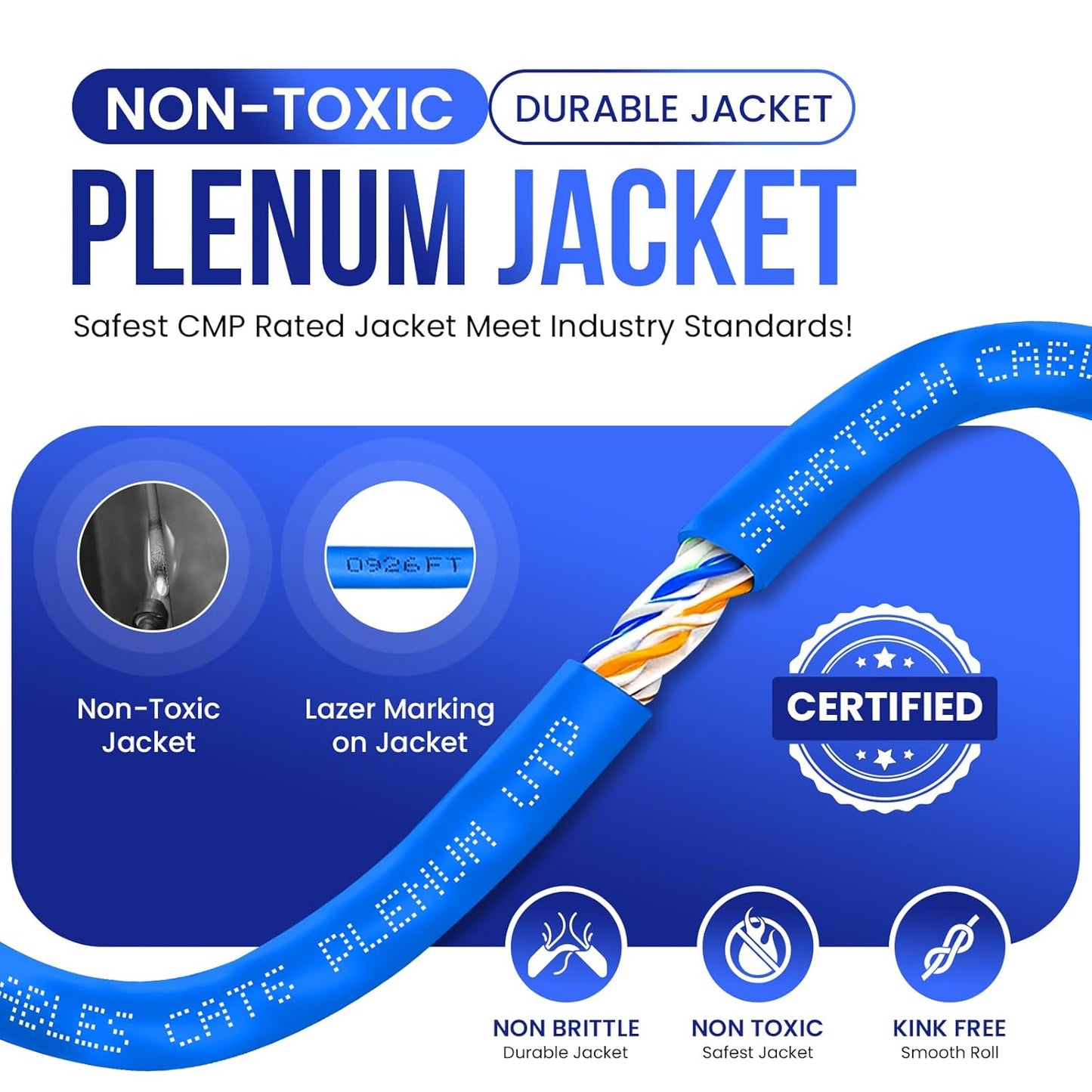 Cable Ethernet a granel CAT6 Plenum (CMP) de 1000 pies.