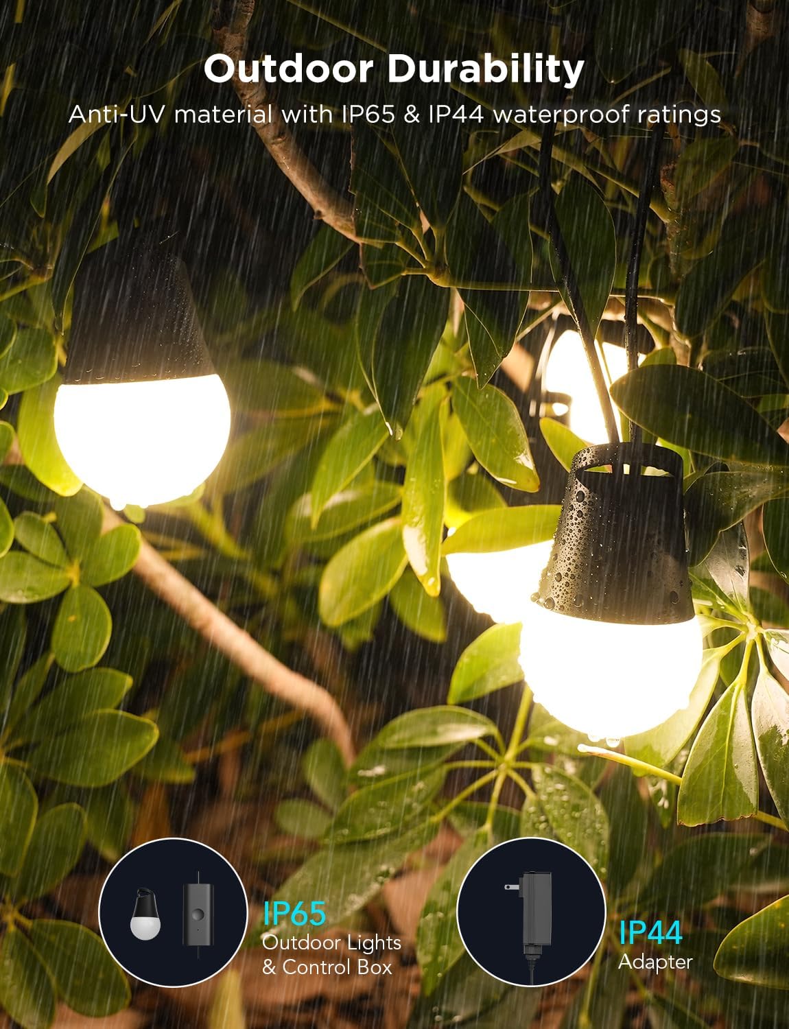 Govee, Tira de luces inteligentes para exteriores 2, 48FT, regulables.