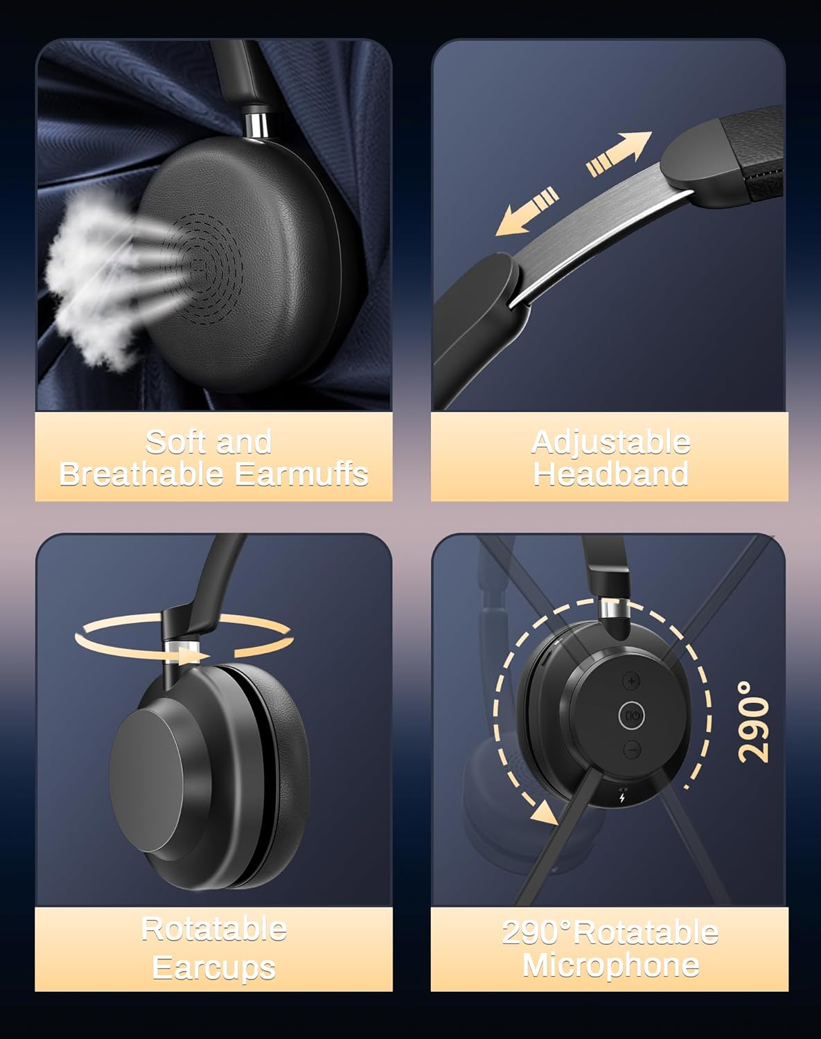 Auriculares inalámbricos con micrófono para trabajo.