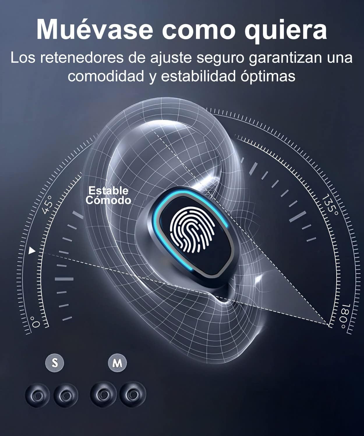 Auriculares Bluetooth inalámbricos, intraurales, pantalla tactil.