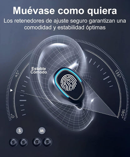 Auriculares Bluetooth inalámbricos, intraurales, pantalla tactil.
