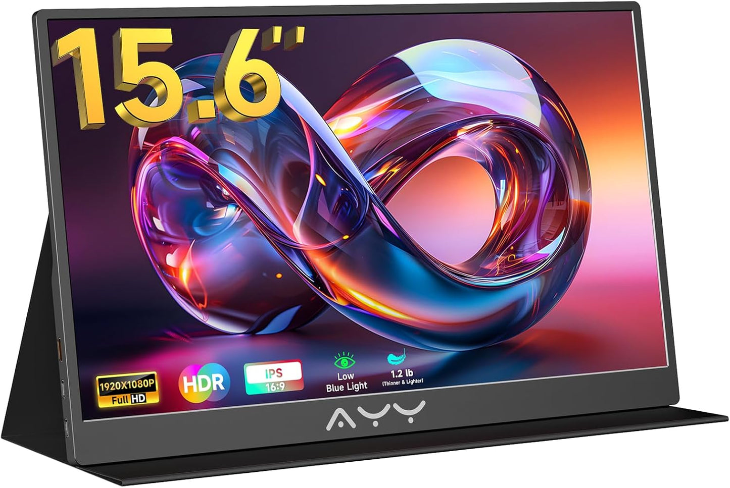 Monitor portátil AYY de 15,6" (1080p, 60 Hz, color negro)