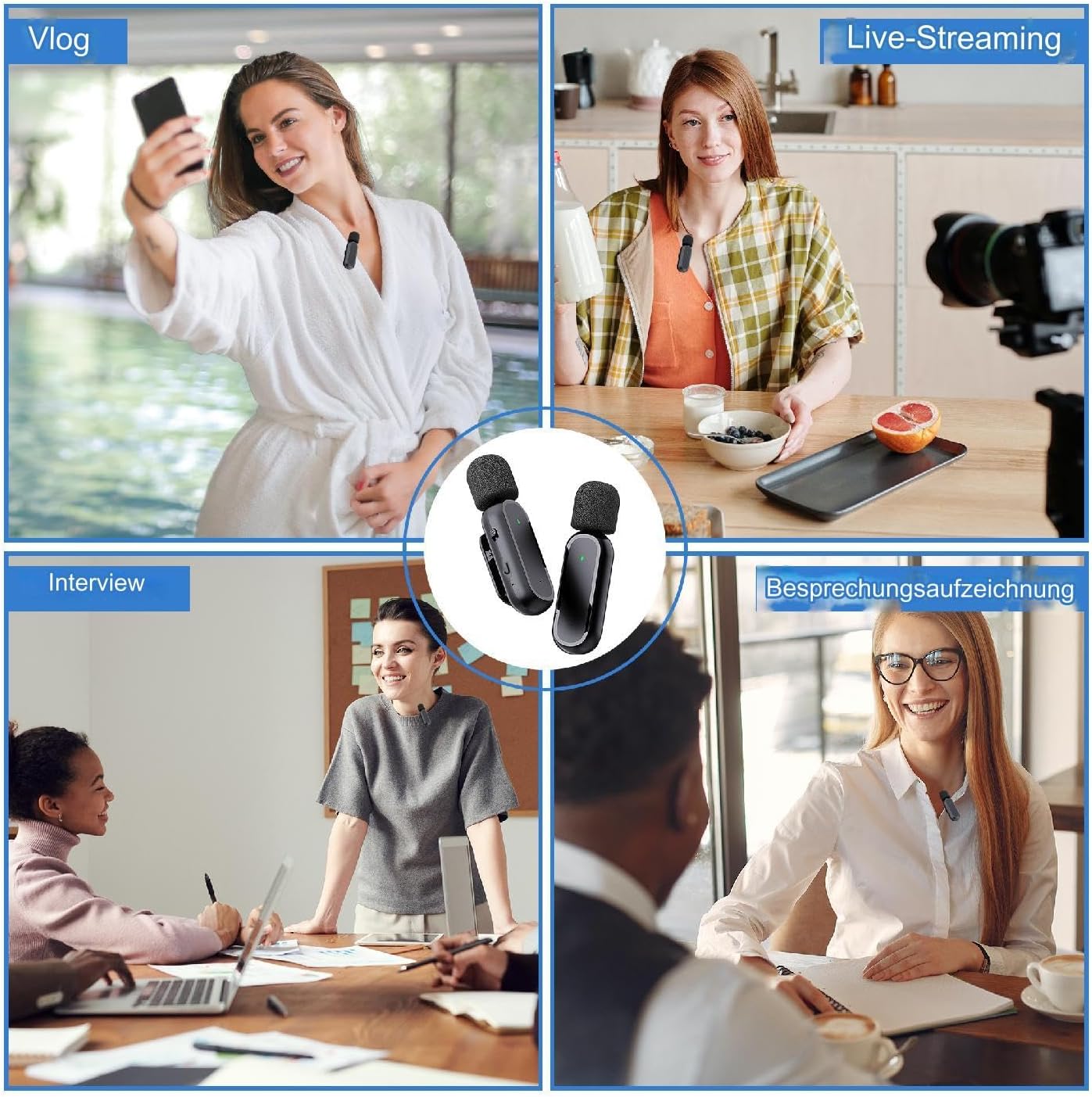 Caiord Paquete De 2 Micrófonos De Solapa Inalámbricos Profesionales.