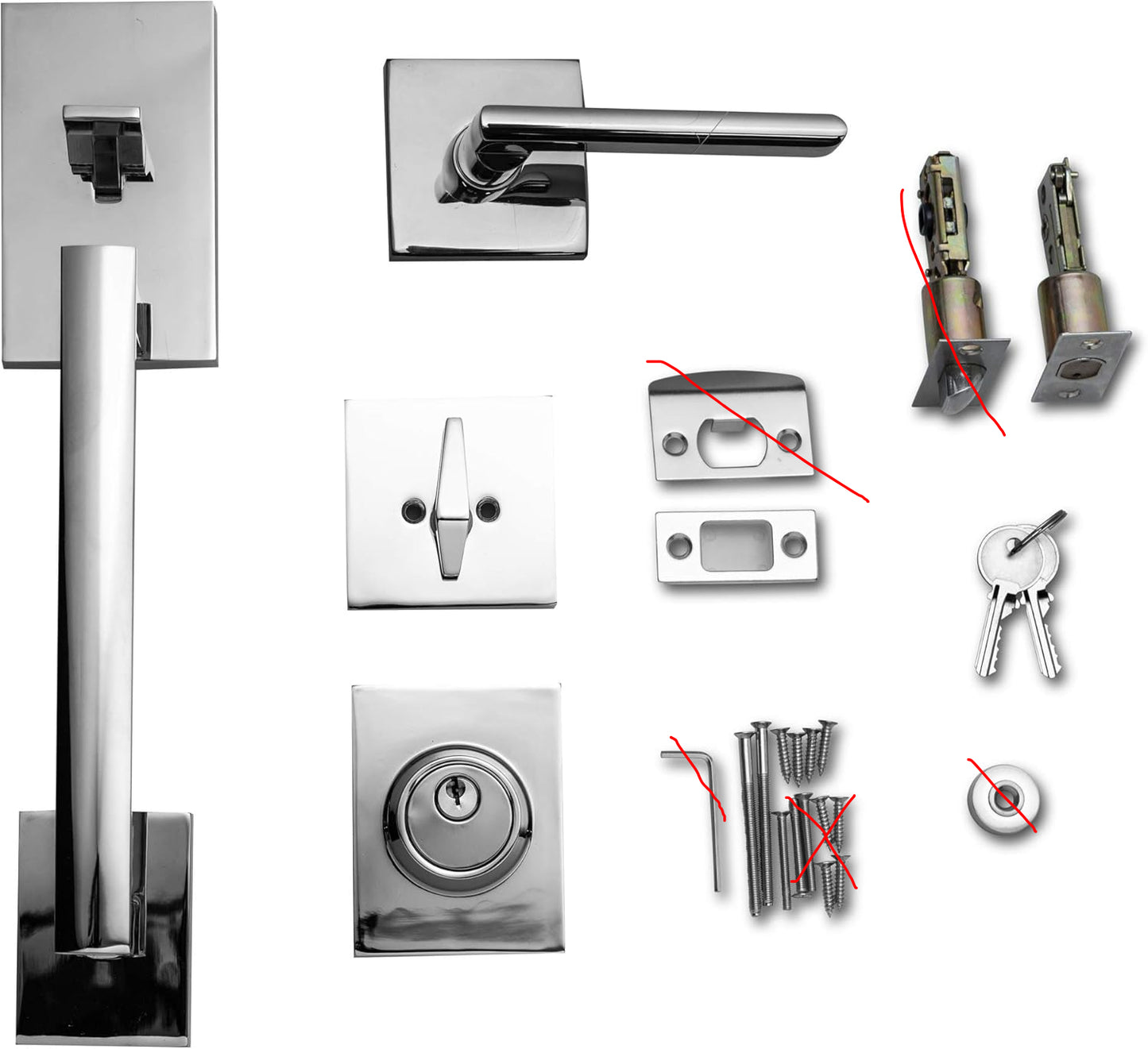 Juego de manijas para puerta delantera del hogar cromo pulido (USADO)