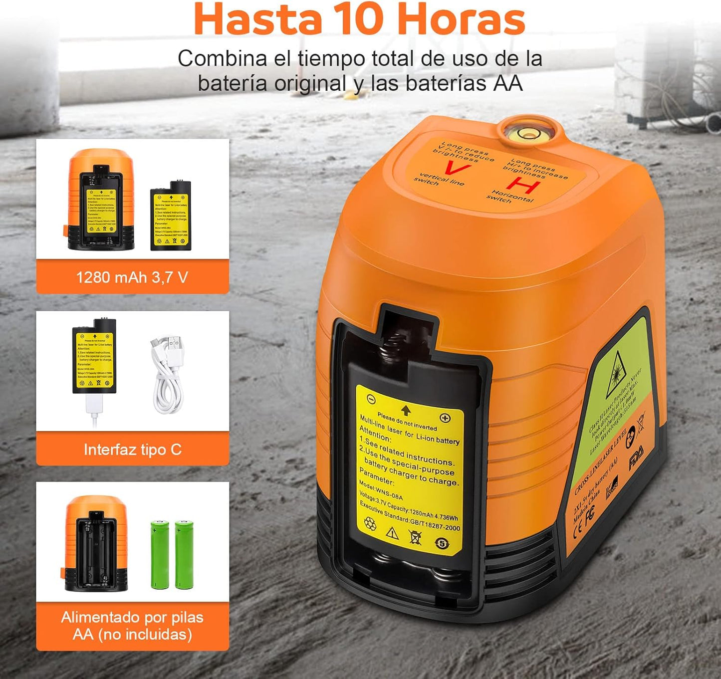 Nivel Láser Verde de 30m CHILEAD, Autonivelante con Carga USB para Construcción