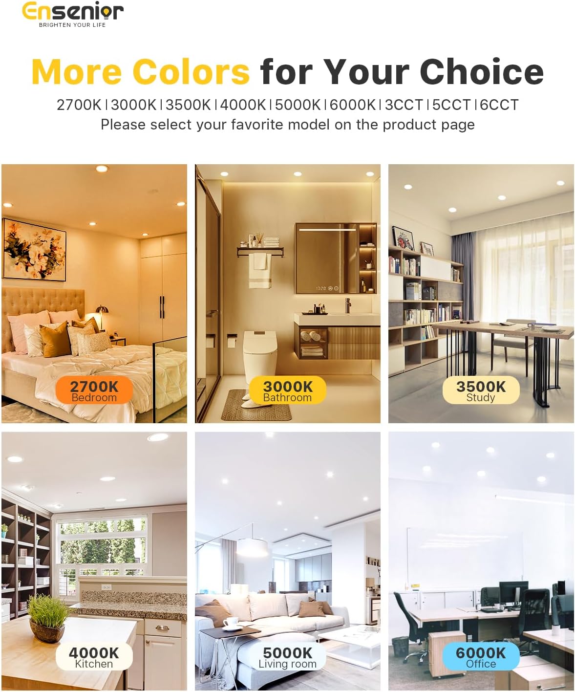 Luces LED empotrables de techo 4" 6000K, 12 PACK ultra finas. Ensenior