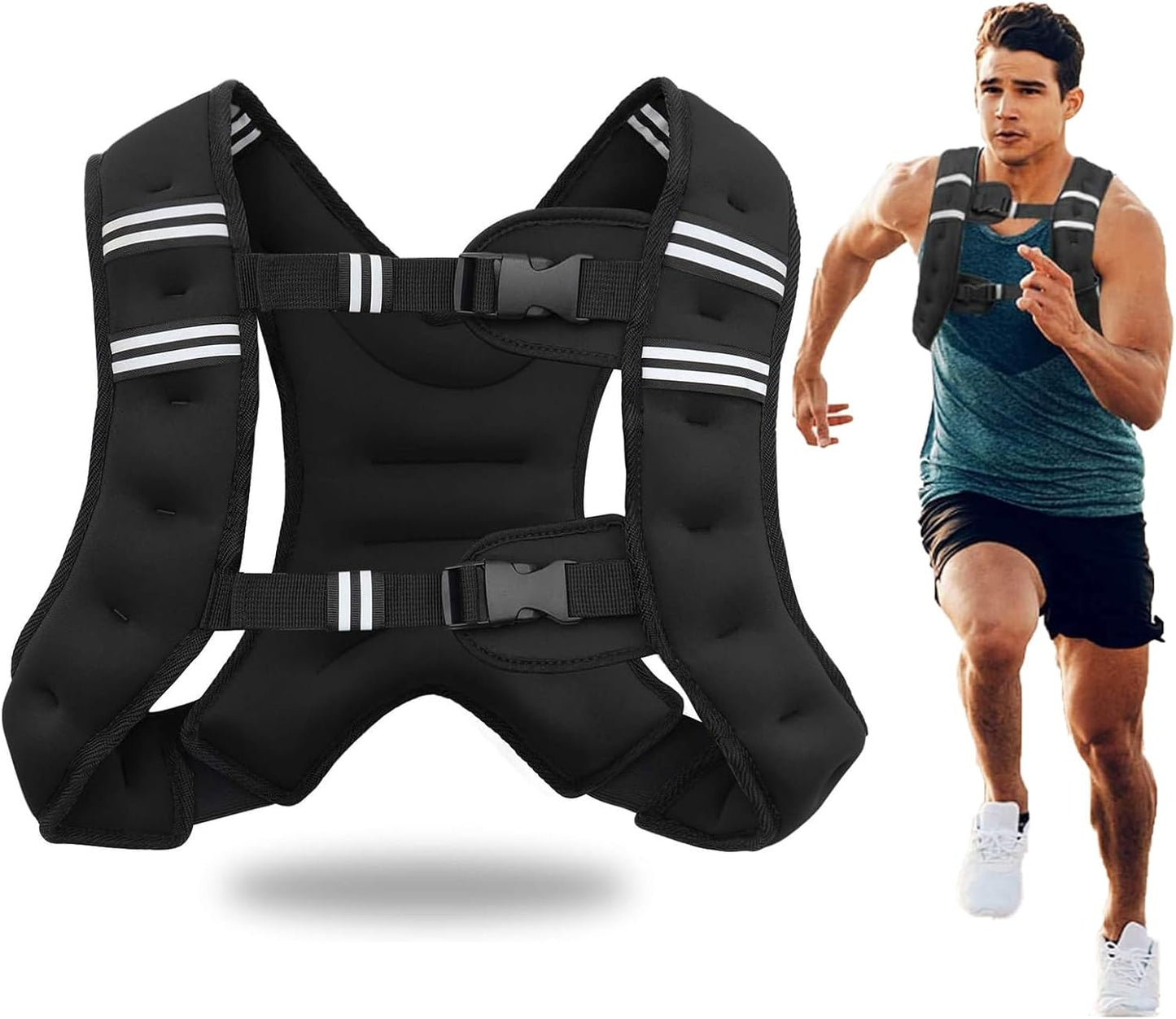 Chaleco con Peso, para ejercicio, 12LB, con Tiras Reflectantes.