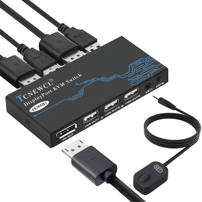 Interruptor KVM HDMI 4K@60Hz KVM para 2 ordenadores,TCNEWCL