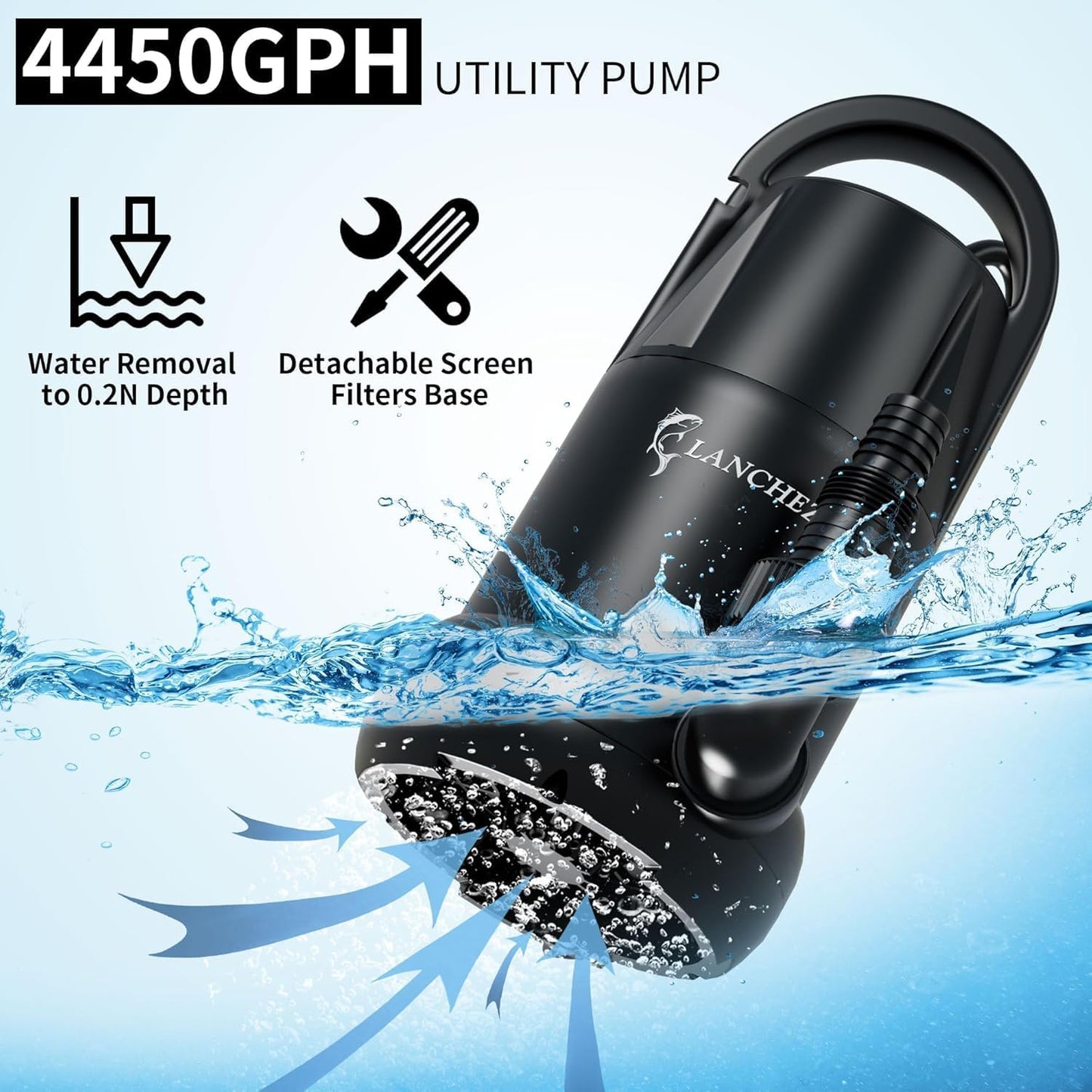 Bomba de sumidero de agua sumergible portátil LANCHEZ 3/4 HP.