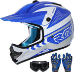 Casco de motocross para niños Roozo FF601-2 Talla M, Azul (USADO)
