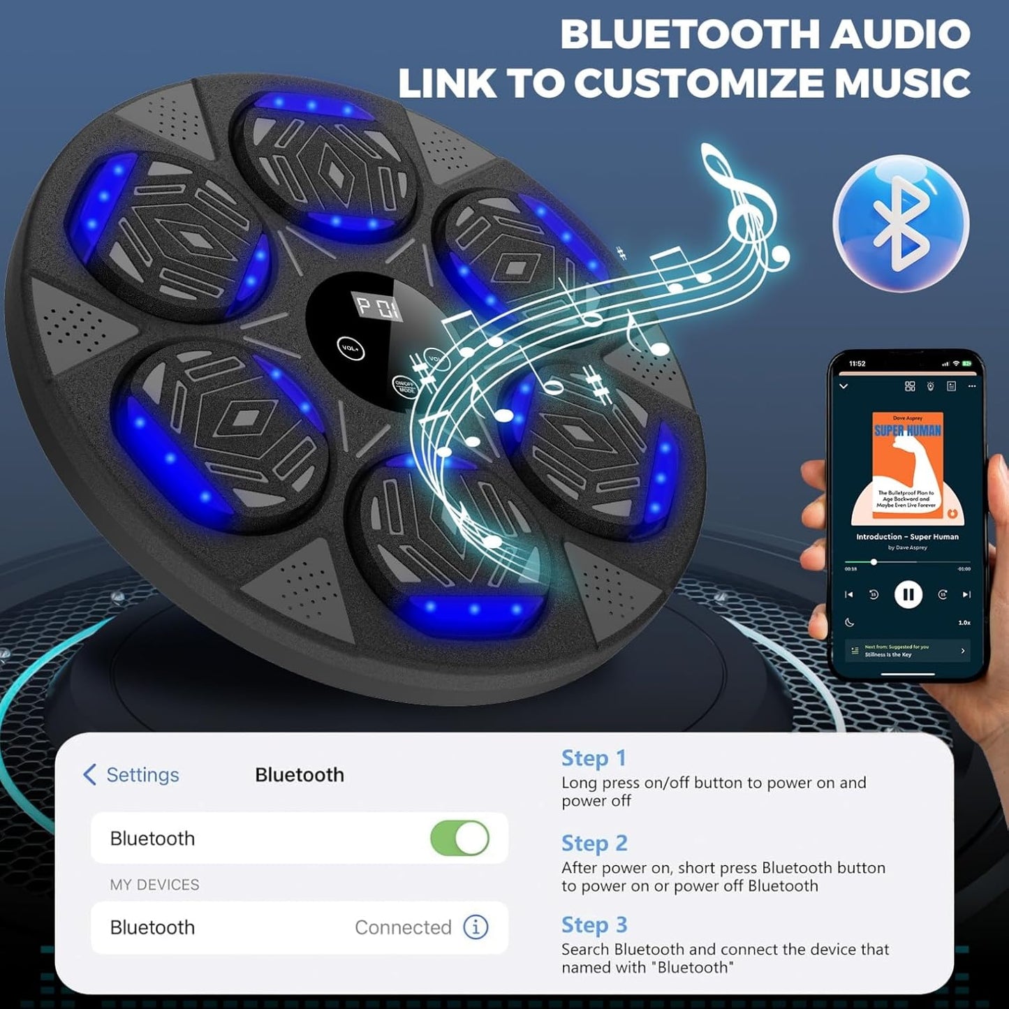 Máquina de entrenamiento de boxeo inteligente con Bluetooth y guantes de boxeo