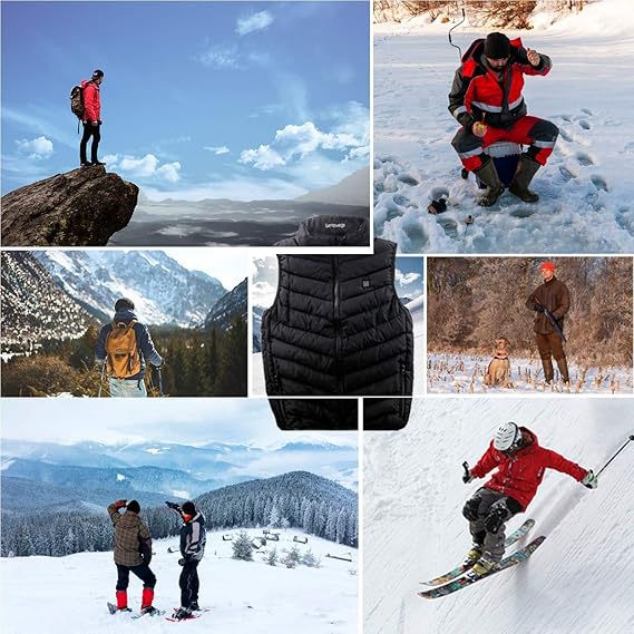 Chaleco térmico, unisex talla M, bateria USB, grafeno ligero.