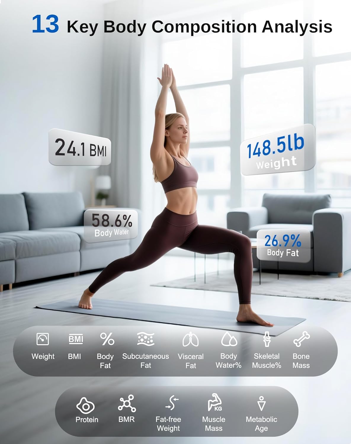 GE Báscula inteligente para peso corporal y grasa.